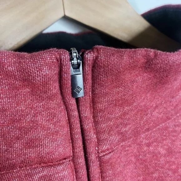 Columbia Red Fluffy Fleece Quarter Zip Durable Pullover High Neck Sweatshirt XL - Picture 11 of 12